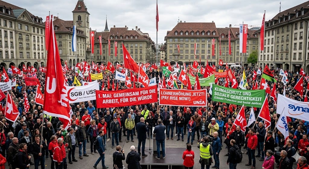 Swiss May 1 Protests Planned Across 50 Locations Over Living Costs.